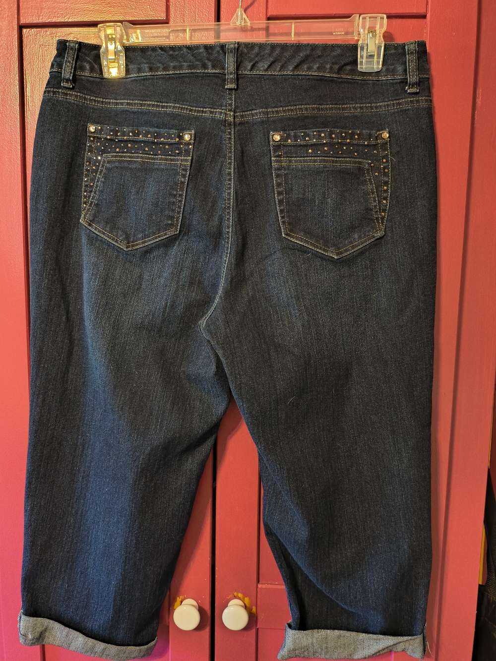 Style & Co. Dark Blue Cropped Roll-Cuff Jeans capris size 16 tummy control - Picture 2 of 3